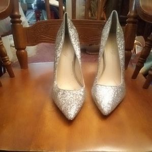 Sparkly silver heels